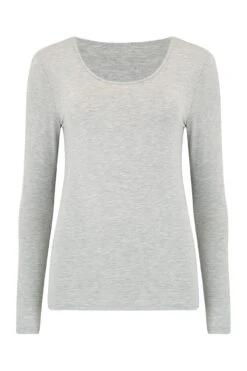 Pour Moi Second Skin Thermal Long Sleeve Top - Grey Marl -Cheap Clozi Vibe Store 210152 20201116155000
