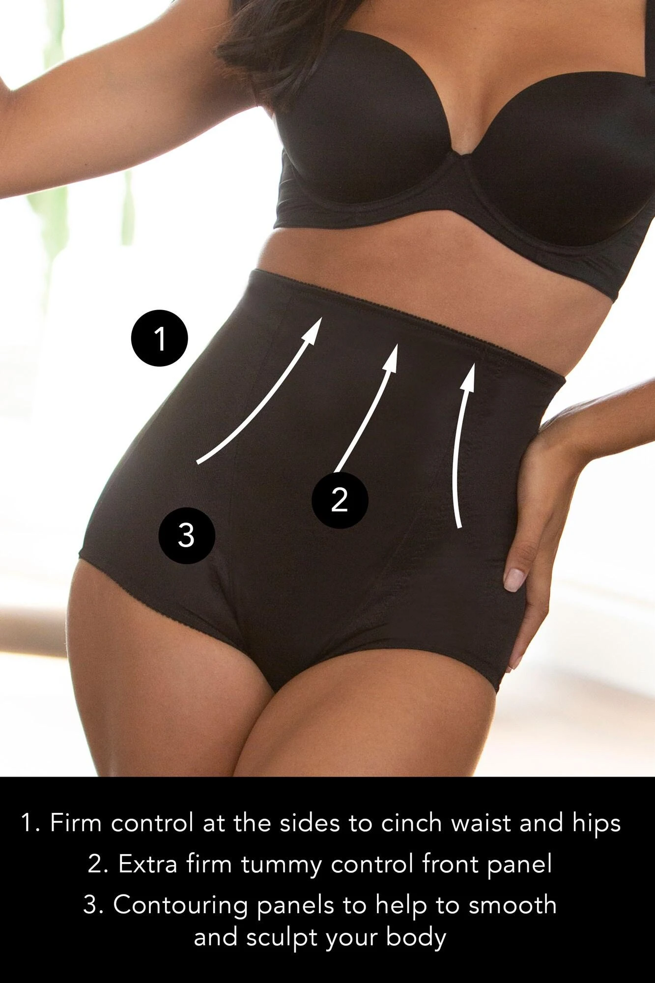 Pour Moi Hourglass Firm Tummy Control Brief - Black 4 Pour Moi Hourglass Firm Tummy Control Brief - Black - Image 4