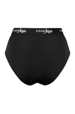 Pour Moi Logo High Leg Brief - Black -Cheap Clozi Vibe Store 220845 20230427165300