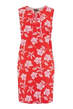 Pour Moi Linen Blend Shift Dress - Red Floral -Cheap Clozi Vibe Store 221632 20210415153200