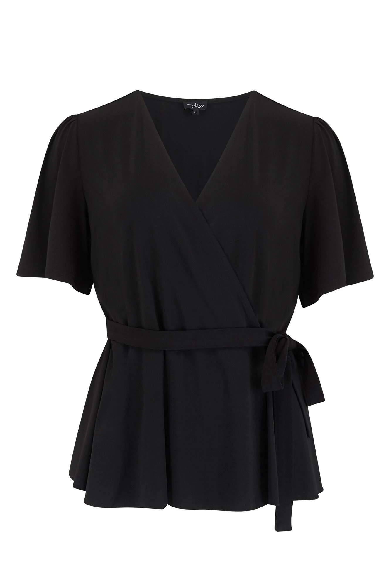 Pour Moi Slinky Jersey Tie Detail Wrap Top - Black 2 Pour Moi Slinky Jersey Tie Detail Wrap Top - Black - Image 2