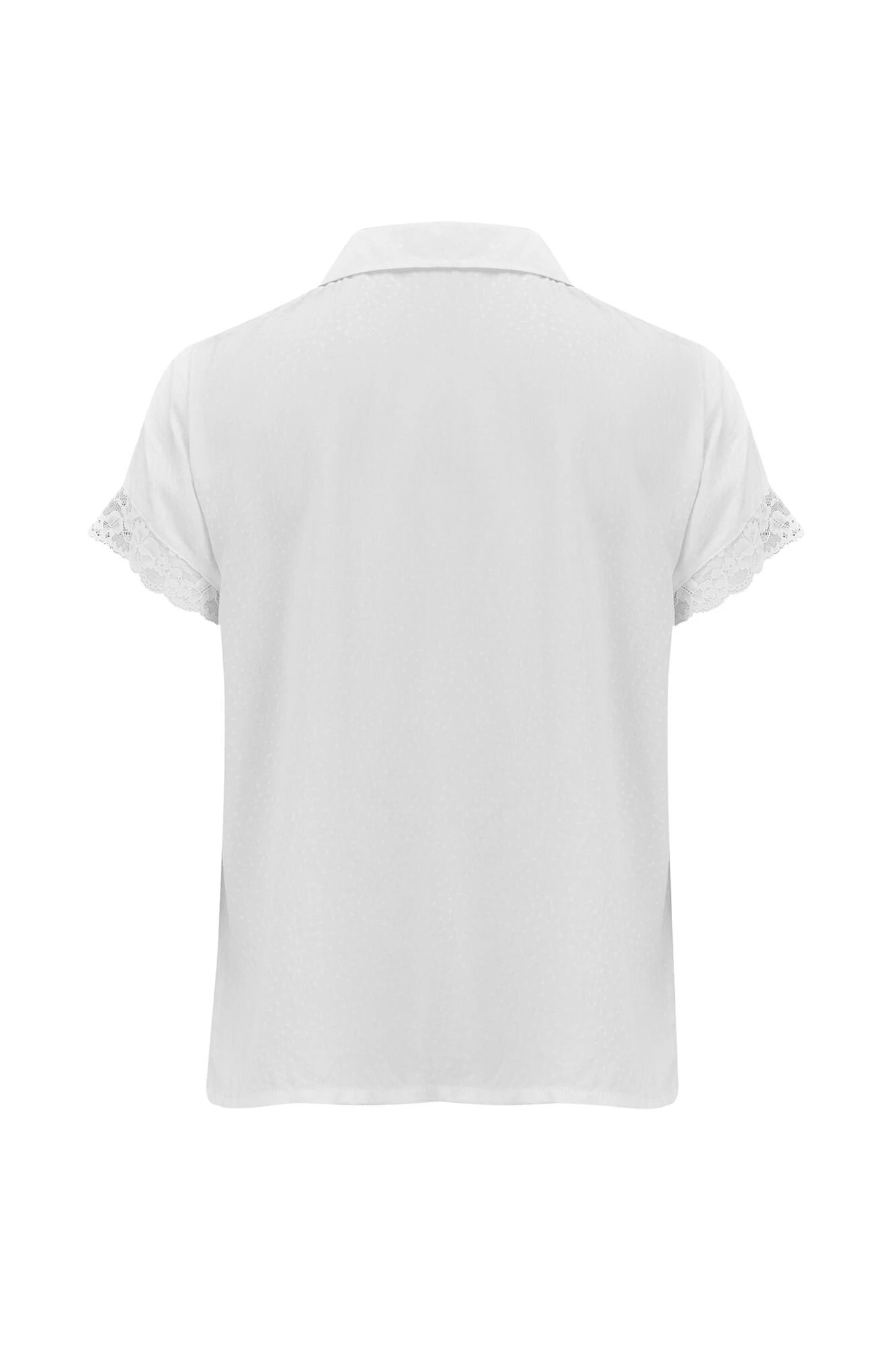 Pour Moi Spot Woven Lace Mix Revere Collar Shirt - White 4 Pour Moi Spot Woven Lace Mix Revere Collar Shirt - White - Image 4