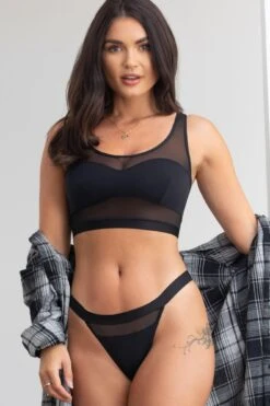 Pour Moi India High Leg Thong - Black