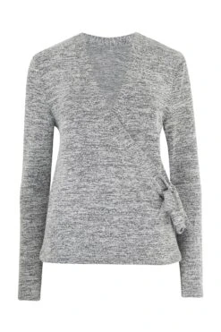 Pour Moi Sofa Love Marl Long Sleeve Wrap Lounge Top - Grey Marl -Cheap Clozi Vibe Store 223676 20210915135400