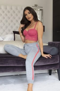 Pour Moi Stripe Detail Soft Knit Lounge Jogger - Grey