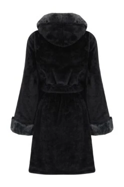Pour Moi Cosy Faux Fur Trim Hooded Dressing Gown - Black -Cheap Clozi Vibe Store 224354 20211018102400