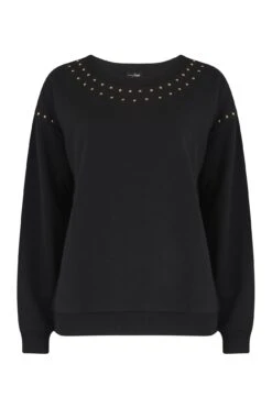 Pour Moi Stud Embellished Fleeceback Sweatshirt - Black/Gold -Cheap Clozi Vibe Store 224401 20201009171100