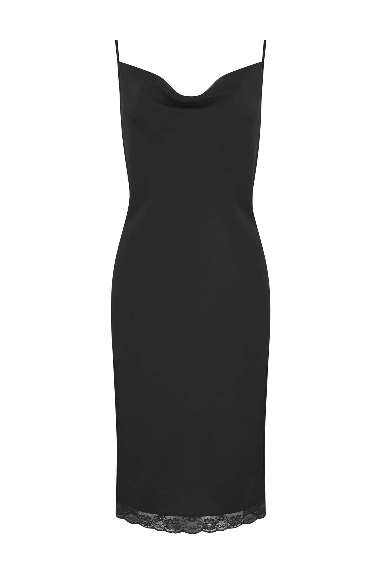 Pour Moi Jade Satin Lace Cami Dress - Black 2 Pour Moi Jade Satin Lace Cami Dress - Black - Image 2