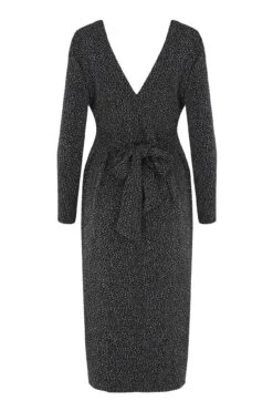 Pour Moi Silver Sparkle Tie Bodice Jersey Midi Dress - Black/Silver -Cheap Clozi Vibe Store 225292 20220325112300