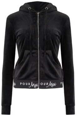 Pour Moi Logo Super Soft Velour Hoodie - Black -Cheap Clozi Vibe Store 240293 20210105102300
