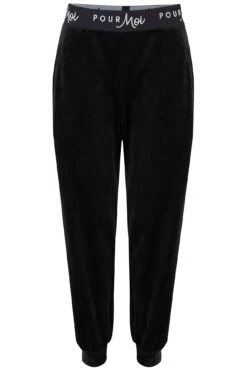 Pour Moi Logo Super Soft Velour Jogger - Black -Cheap Clozi Vibe Store 240297 20201214152200