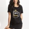 Pour Moi Caffeine Queen Boyfriend Sleep Tee - Black/Gold