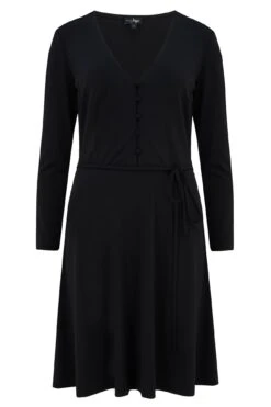 Pour Moi Bella Slinky Jersey Long Sleeve Tea Dress - Black -Cheap Clozi Vibe Store 240921 20210129161700
