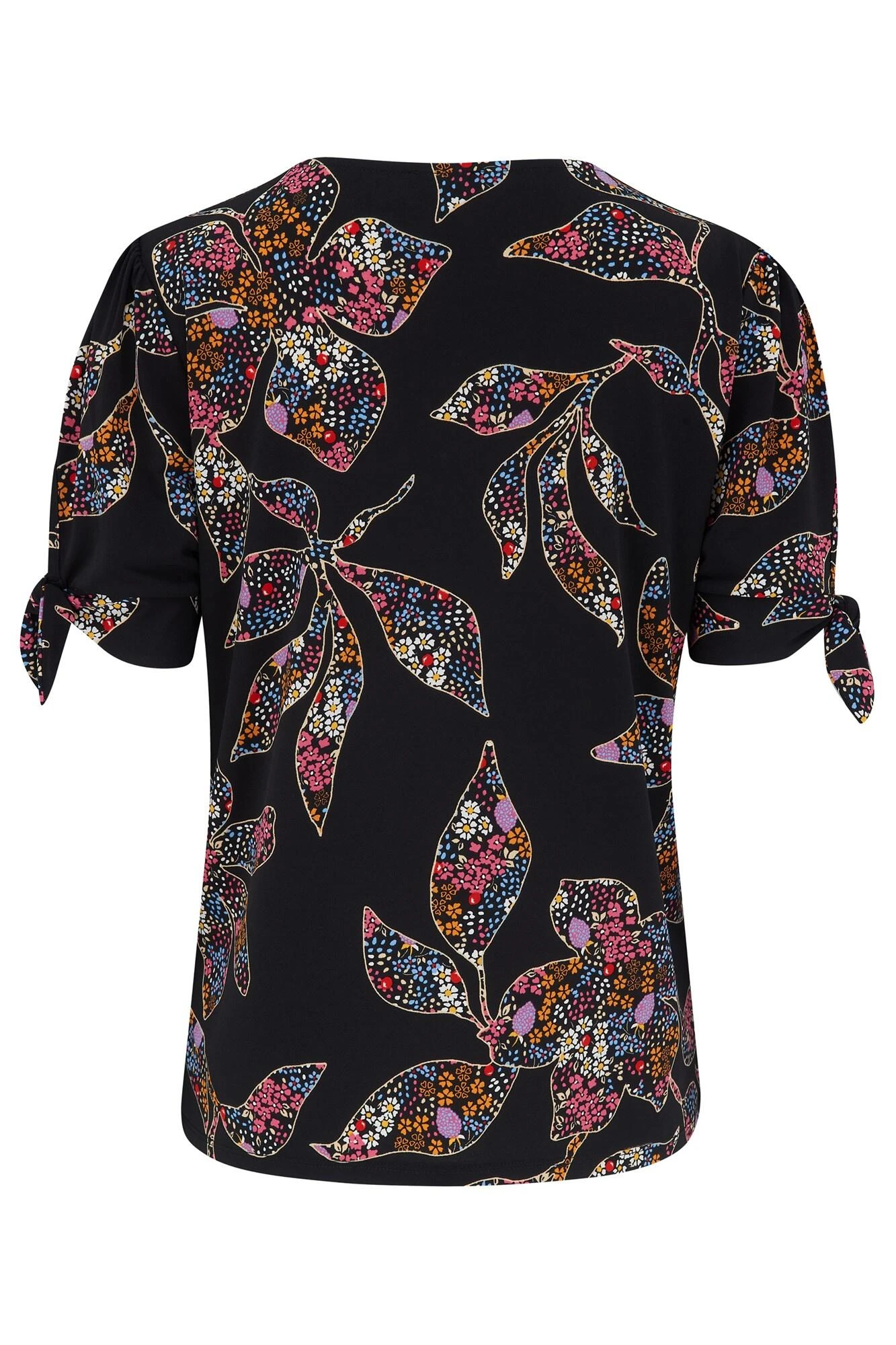 Pour Moi Bella Slinky Jersey Tie Sleeve Top - Black Floral 6 Pour Moi Bella Slinky Jersey Tie Sleeve Top - Black Floral - Image 6