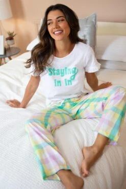 Pour Moi Staying In Cotton Jersey T-shirt & Check Trouser Pyjama - White/Multi 8 Pour Moi Staying In Cotton Jersey T-shirt & Check Trouser Pyjama - White/Multi -Cheap Clozi Vibe Store 242613 20210301144300