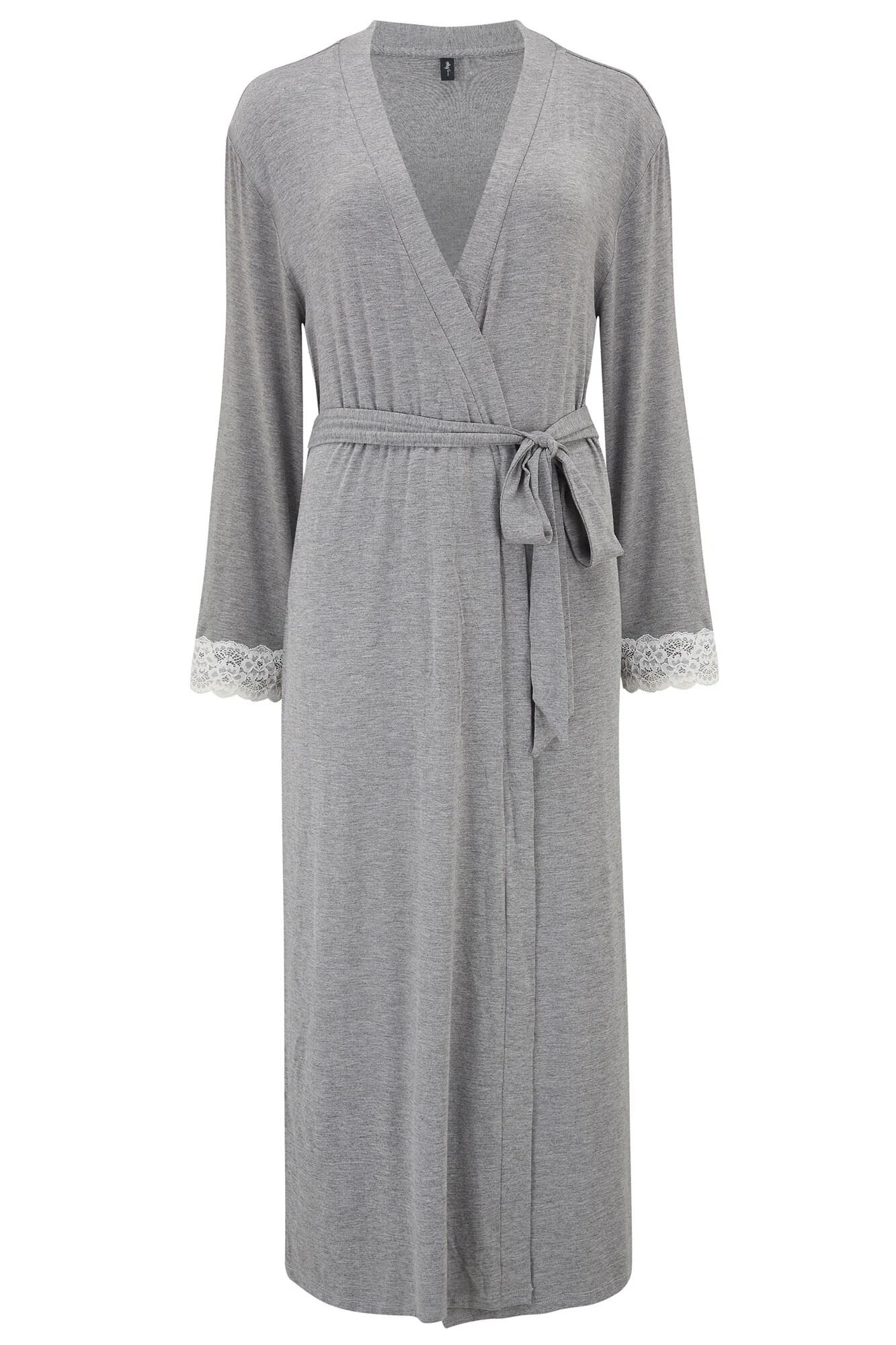 Pour Moi Sofa Loves Lace Longline Soft Jersey Gown - Dove Grey/Ivory 7 Pour Moi Sofa Loves Lace Longline Soft Jersey Gown - Dove Grey/Ivory - Image 7