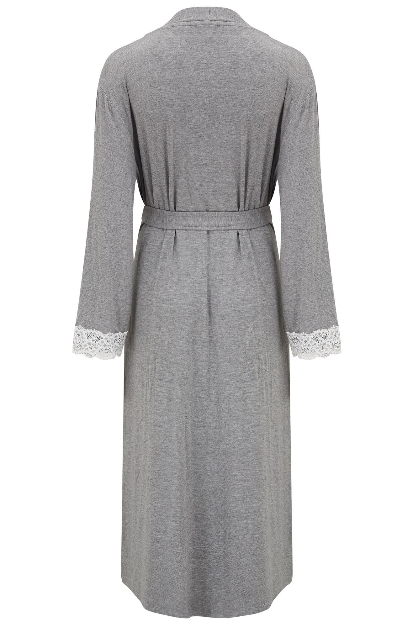 Pour Moi Sofa Loves Lace Longline Soft Jersey Gown - Dove Grey/Ivory 8 Pour Moi Sofa Loves Lace Longline Soft Jersey Gown - Dove Grey/Ivory - Image 8