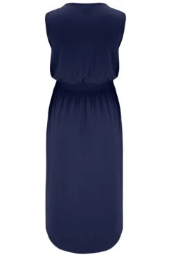 Pour Moi Jenny Fuller Bust Shirred Waist Midi Stretch Dress - Navy -Cheap Clozi Vibe Store 246649 20220331154600