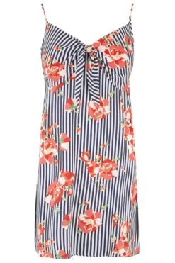 Pour Moi Luxe Woven Tie Front Hidden Support Chemise - Blue Stripe -Cheap Clozi Vibe Store 246784 20210604120000