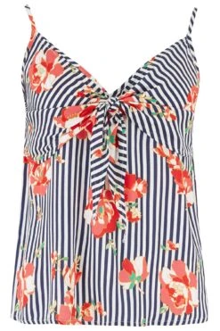 Pour Moi Luxe Woven Tie Front Cami & Trouser Pyjama Set - Blue Stripe -Cheap Clozi Vibe Store 246788 20210427141300