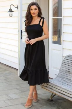 Pour Moi Laura Pique Tie Strap Tiered Midi Dress - Black 7 Pour Moi Laura Pique Tie Strap Tiered Midi Dress - Black -Cheap Clozi Vibe Store 253123 20230403163400