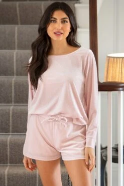 Pour Moi Velour Short Pyjama Set - Pale Pink -Cheap Clozi Vibe Store 255680 20210603124300