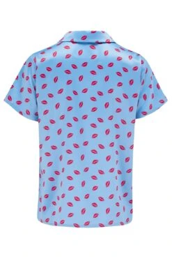 Pour Moi Satin Print Revere Collar Short PJ Set - Blue/Red -Cheap Clozi Vibe Store 255759 20210528125500