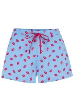 Pour Moi Satin Print Revere Collar Short PJ Set - Blue/Red -Cheap Clozi Vibe Store 255762 20210528125500