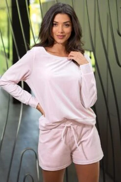 Pour Moi Velour Short Pyjama Set - Pale Pink -Cheap Clozi Vibe Store 255944 20210603124300