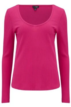 Pour Moi Rib Jersey Long Sleeve Top - Raspberry -Cheap Clozi Vibe Store 256863 20230125144100