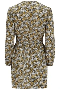 Pour Moi Millie Faux Wrap Woven Satin Dress - Yellow Ditsy -Cheap Clozi Vibe Store 256934 20210730094200