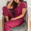 Pour Moi Jersey And Satin PJ Set - Berry