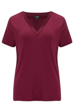 Pour Moi Jersey And Satin PJ Set - Berry -Cheap Clozi Vibe Store 256970 20211229093400