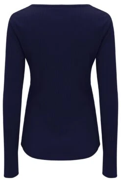 Pour Moi Rib Jersey Long Sleeve Top - Navy -Cheap Clozi Vibe Store 257017 20230125144100