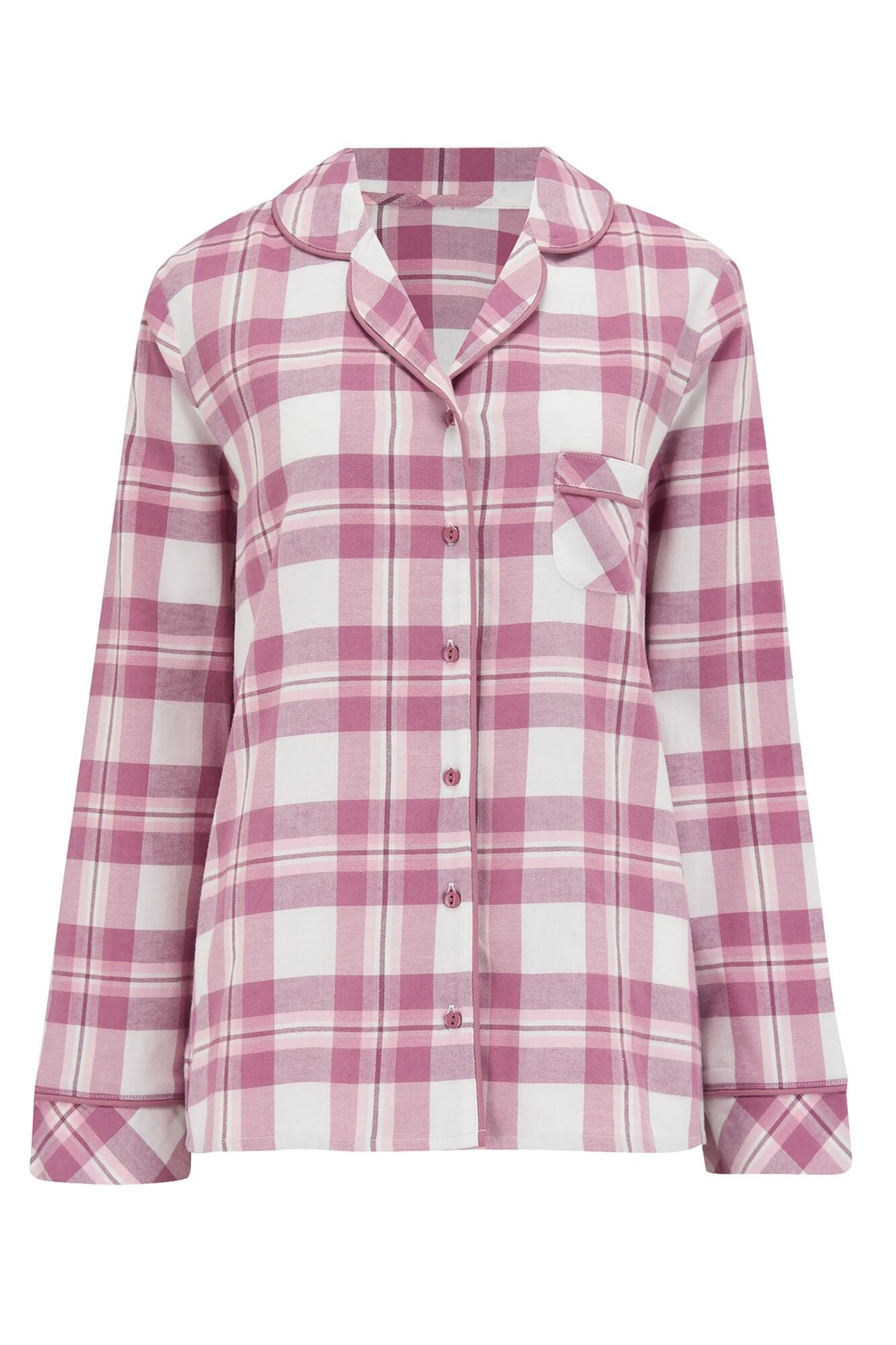 Pour Moi Cosy Check Brushed Cotton Pyjama Set - Blush/Mink/Ivory 6 Pour Moi Cosy Check Brushed Cotton Pyjama Set - Blush/Mink/Ivory - Image 6