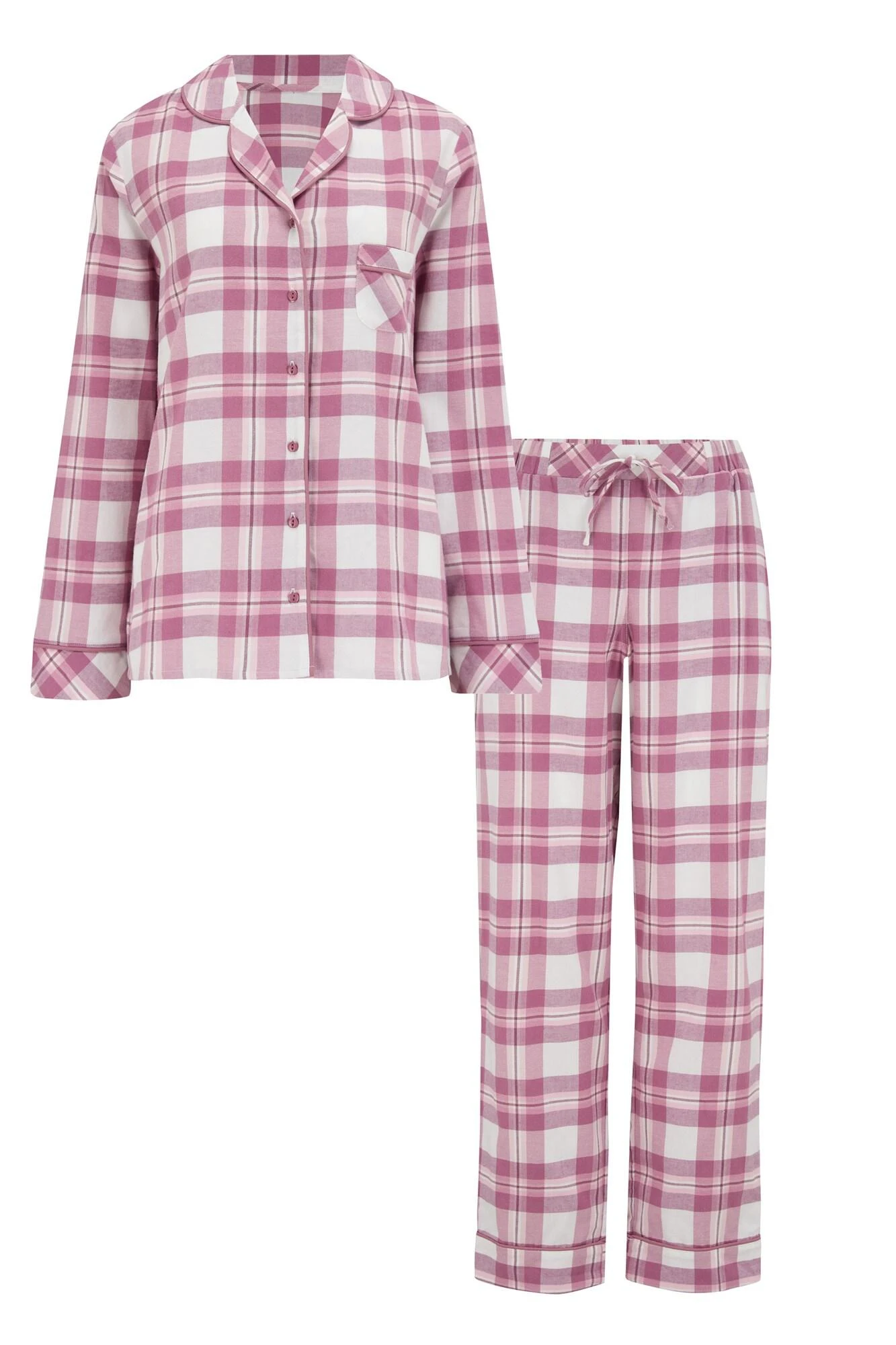 Pour Moi Cosy Check Brushed Cotton Pyjama Set - Blush/Mink/Ivory 5 Pour Moi Cosy Check Brushed Cotton Pyjama Set - Blush/Mink/Ivory - Image 5