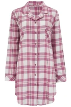 Pour Moi Cosy Check Button Through Nightshirt - Blush/Mink/Ivory -Cheap Clozi Vibe Store 257286 20211117132200