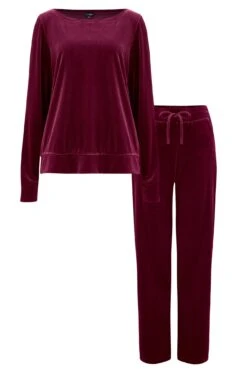 Pour Moi Velour Pyjama Set - Pomegranate -Cheap Clozi Vibe Store 257695 20230125144400