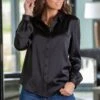 Pour Moi Millie Satin Woven Shirt - Black