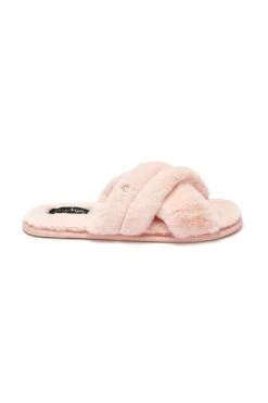 Pour Moi Faux Fur Crossover Slider Slipper - Blush Pink -Cheap Clozi Vibe Store 258771 20220419102500