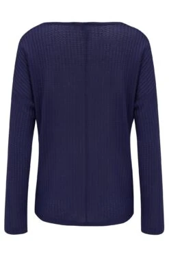 Pour Moi Waffle Knit Ruche Front Long Sleeve Top - Navy -Cheap Clozi Vibe Store 259134 20230125143100