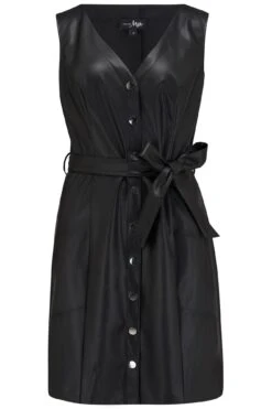 Pour Moi Elise Faux Leather Button Through Mini Dress - Black -Cheap Clozi Vibe Store 259305 20211012155800
