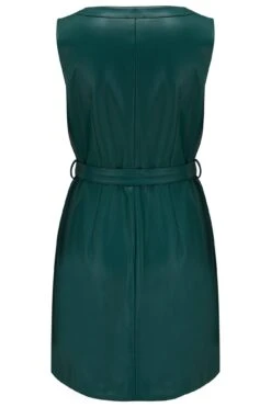 Pour Moi Elise Faux Leather Button Through Mini Dress - Forest -Cheap Clozi Vibe Store 259318 20210813111700