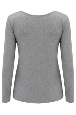 Pour Moi Sofa Loves Lace Hidden Support Longsleeve Top - Dove Grey/Ivory -Cheap Clozi Vibe Store 260311 20221103120100