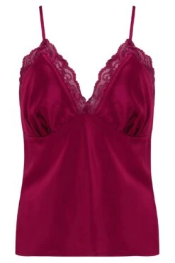 Pour Moi Dusk Satin Lace Trim Cami And Short - Berry -Cheap Clozi Vibe Store 260500 20230125150500