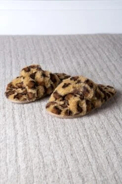 Pour Moi Faux Fur Crossover Slider Slipper - Tan Leopard -Cheap Clozi Vibe Store 260545 20220419102500