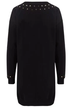 Pour Moi Gold Stud Trim Sweatshirt Dress - Black/Gold -Cheap Clozi Vibe Store 262549 20210922100000