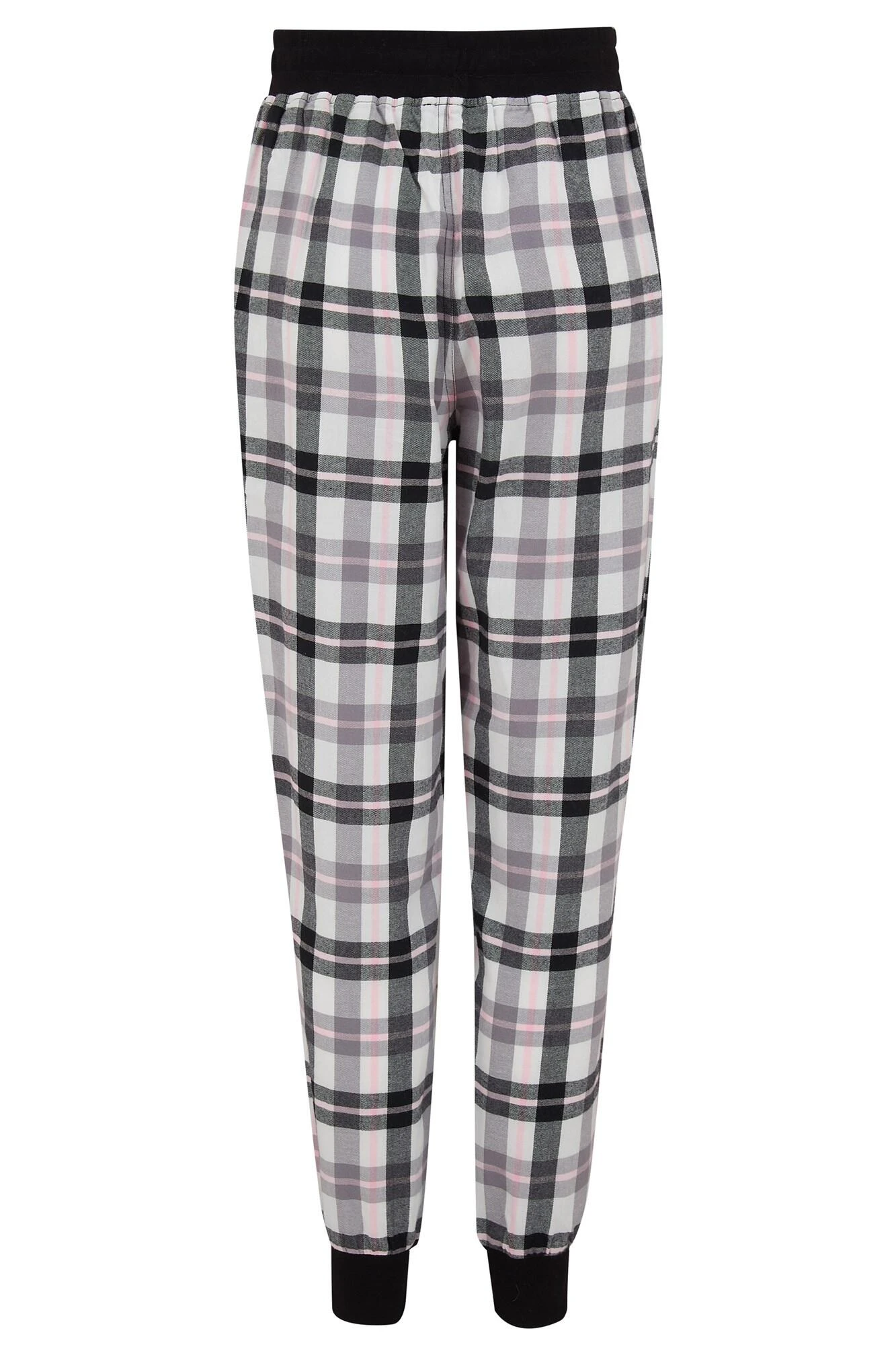 Pour Moi Cosy Check Trouser And Jersey T-Shirt Pyjama - Black/Ivory 7 Pour Moi Cosy Check Trouser And Jersey T-Shirt Pyjama - Black/Ivory - Image 7