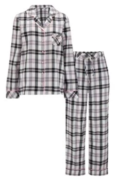 Pour Moi Cosy Check Brushed Cotton Pyjama Set - Black/Ivory -Cheap Clozi Vibe Store 262786 20211229095100