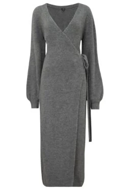 Pour Moi Elle Knit Midi Wrap Dress - Grey Marl -Cheap Clozi Vibe Store 262805 20210930111400